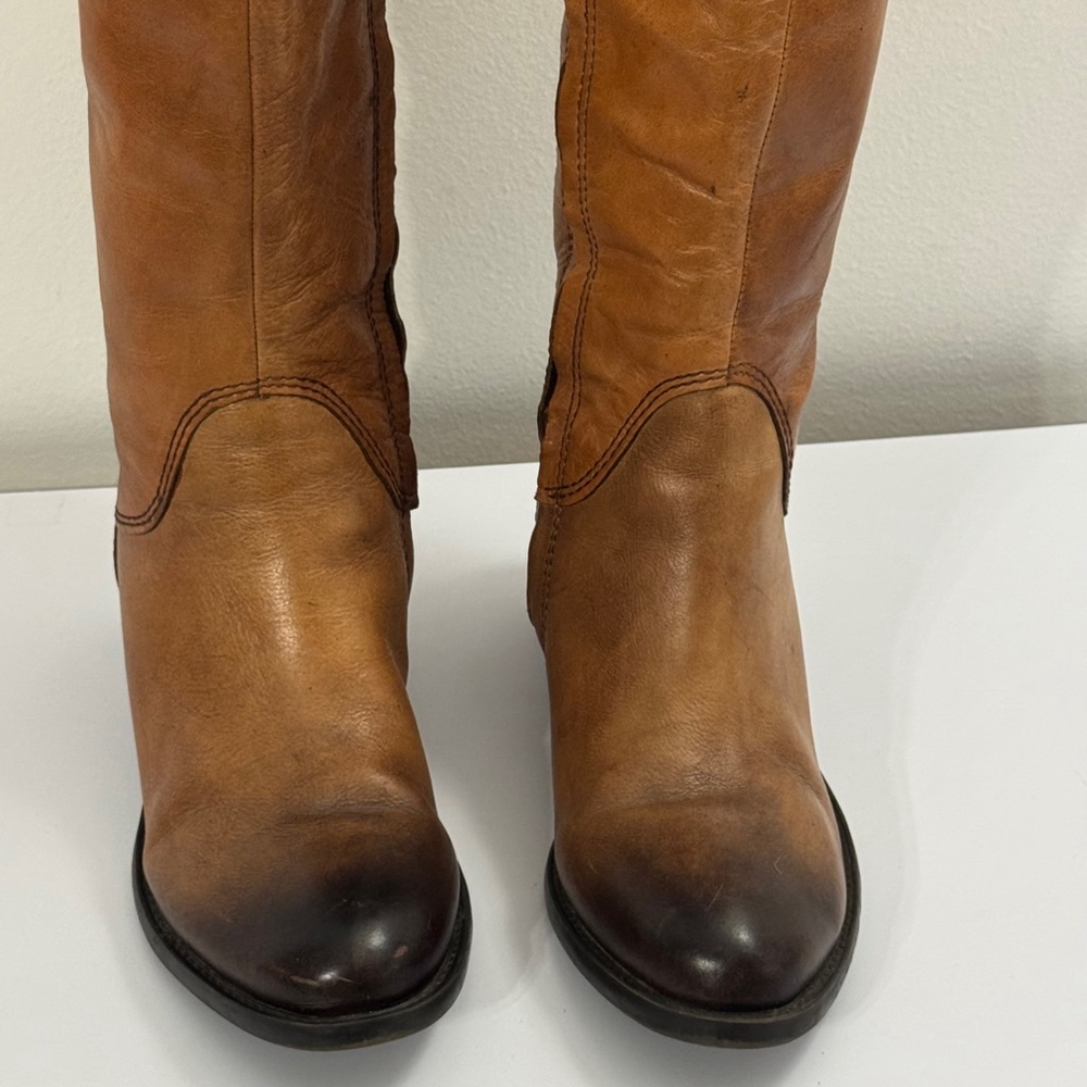 Vince Camuto Bollo Knee-High Brown Leather Studded Riding Boots Wm Sz 7.… - Picture 2 of 11